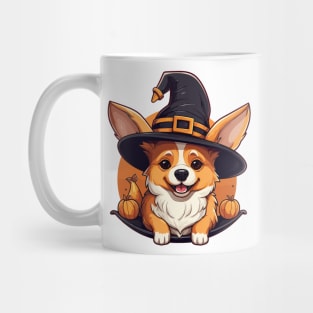 Corgi Witch Halloween Hat Pumpkin Costume Mug